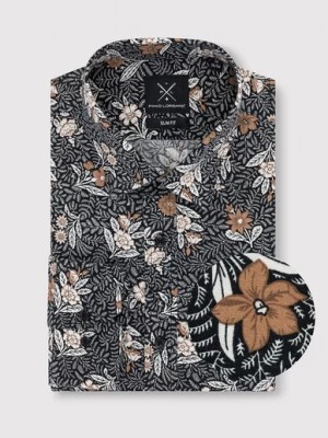 Zdjęcie produktu Czarna koszula męska w botaniczny wzór Pako Lorente