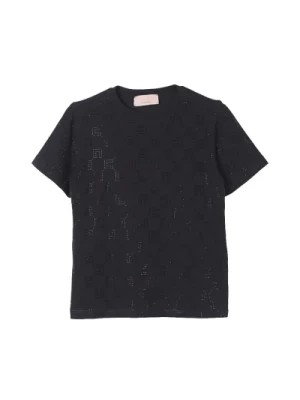 Zdjęcie produktu Czarna koszulka dla dziewcząt, wszechstronna i wyrafinowana Elisabetta Franchi
