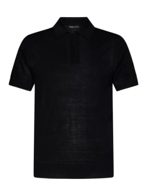 Zdjęcie produktu Czarna koszulka polo SS - Stylowa aktualizacja męskiej garderoby Tom Ford