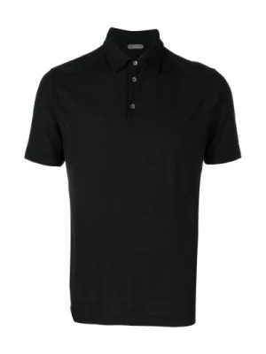 Zdjęcie produktu Czarna Koszulka Polo z 3-Guzikowym Zapięciem Zanone