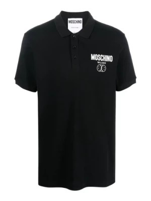 Zdjęcie produktu Czarna Koszulka Polo z Nadrukiem Logo Moschino