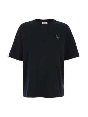 Zdjęcie produktu Czarna Koszulka z Emblematem Liska Maison Kitsuné