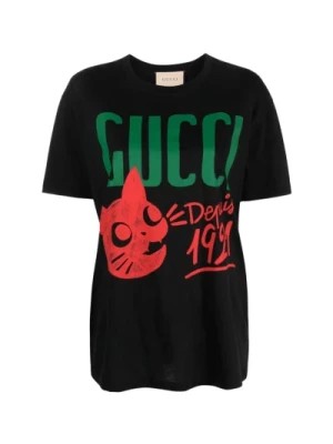 Zdjęcie produktu Czarna Koszulka z Logo z Bawełny Gucci
