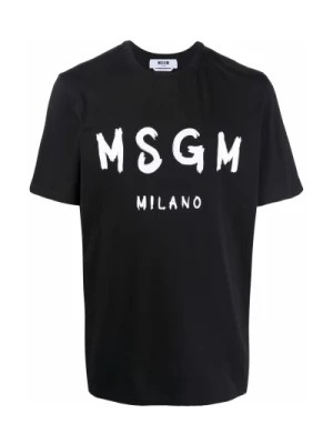 Zdjęcie produktu Czarna Koszulka z Logo z Bawełny Msgm
