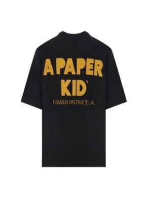 Zdjęcie produktu Czarna koszulka z nadrukiem logo w rozmiarze oversize A Paper Kid