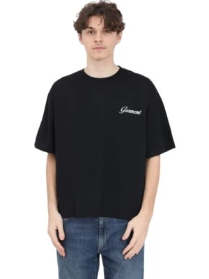 Zdjęcie produktu Czarna koszulka z naszytym logo i frazą Garment Workshop