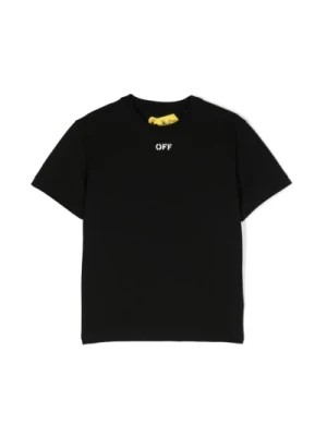Zdjęcie produktu Czarna Koszulka z Organicznej Bawełny z Nadrukiem Logo Off White