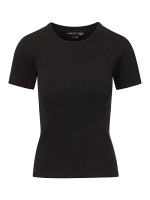 Zdjęcie produktu Czarna koszulka z żebrowanym wzorem i zaokrąglonym dekoltem Veronica Beard