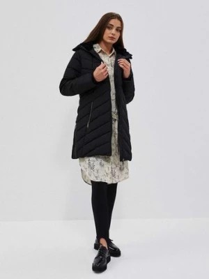 Zdjęcie produktu Czarna kurtka damska pikowana z ocieplanym kapturem Moodo