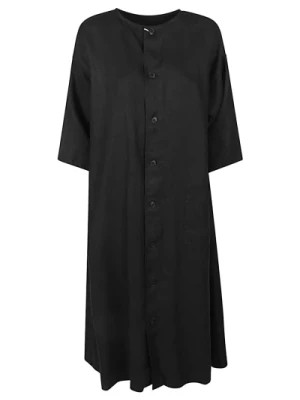 Zdjęcie produktu Czarna lniana sukienka koszulowa Sarahwear