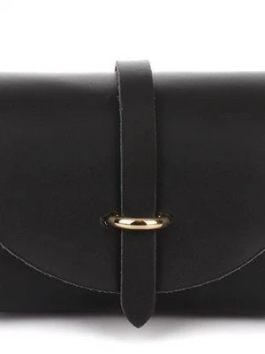 Zdjęcie produktu Czarna mała włoska skórzana damska torebka wieczorowa koktajlowa na łańcuszku czarny Merg