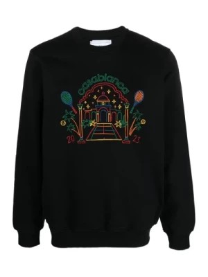 Zdjęcie produktu Czarna organiczna bawełniana bluza z nadrukiem Rainbow Crayon Temple Casablanca