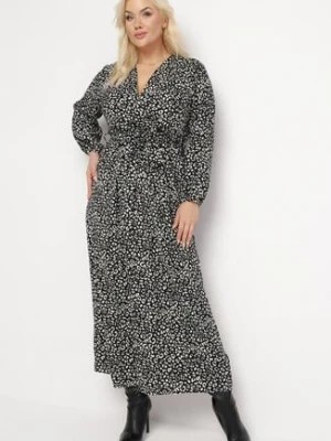 Zdjęcie produktu Czarna Rozkloszowana Sukienka Maxi z Gumką w Pasie Belinna