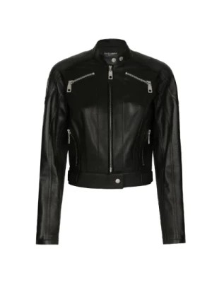 Zdjęcie produktu Czarna skórzana kurtka motocyklowa Dolce & Gabbana