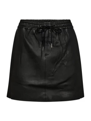 Zdjęcie produktu Czarna skórzana spódnica z elastycznym pasem Co'Couture