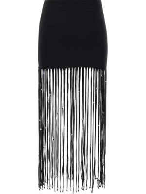 Zdjęcie produktu Czarna spódnica z bawełnianej dzianiny z frędzlami Rotate Birger Christensen