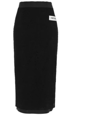 Zdjęcie produktu Czarna Spódnica z Wysokim Stanem i Logo Patch Dolce & Gabbana