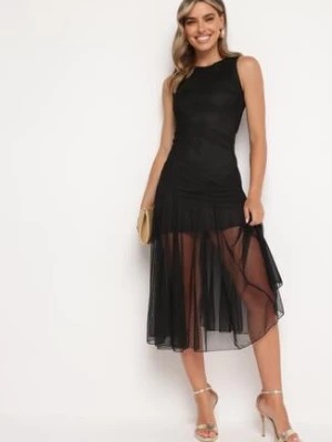 Zdjęcie produktu Czarna Sukienka Bez Rękawów z Tiulowym Dołem Tekolia