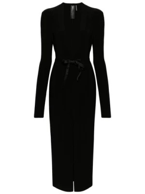 Zdjęcie produktu Czarna Sukienka Maxi z Głębokim Dekoltem w Szpic Norma Kamali