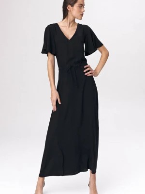 Zdjęcie produktu Czarna sukienka maxi z rozkloszowanym rękawem Merg