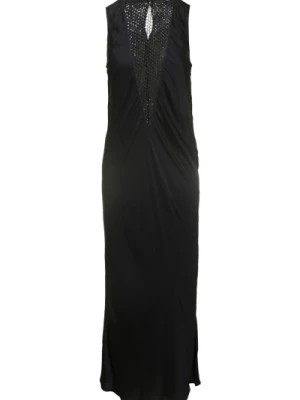 Zdjęcie produktu Czarna Sukienka Midi z Cekinami i Wstawką z Siateczki Rotate Birger Christensen
