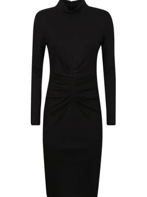 Zdjęcie produktu Czarna Sukienka Midi z Długimi Rękawami Diane Von Furstenberg
