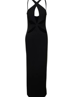 Zdjęcie produktu Czarna Sukienka z Dekoltem Halterneck i Wycięciami Monot