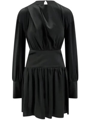 Zdjęcie produktu Czarna sukienka z dekoltem w serek i odkrytymi plecami Semicouture