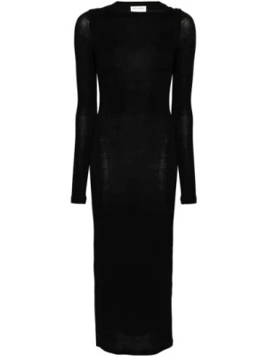 Zdjęcie produktu Czarna Sukienka z Długimi Rękawami i Odkrytym Plecem Saint Laurent
