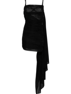 Zdjęcie produktu Czarna Sukienka z Drapowanym Panelem Mugler