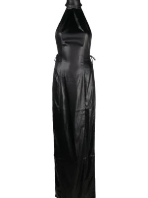 Zdjęcie produktu Czarna Sukienka z Faux Skóry na Szyi Ludovic de Saint Sernin