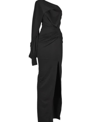 Zdjęcie produktu Czarna Sukienka z Jednym Ramieniem i Wycięciem Rhea Costa