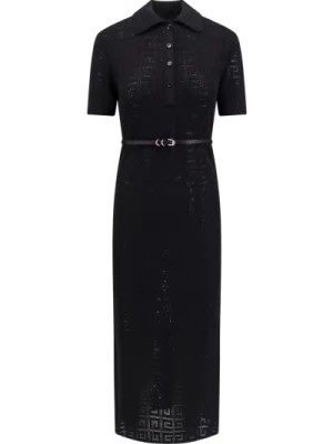 Zdjęcie produktu Czarna Sukienka Z Paskiem Z Satyny Krótki Rękaw Givenchy