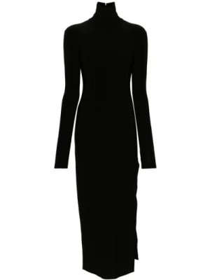 Zdjęcie produktu Czarna sukienka z wysokim dekoltem i opuszczonymi ramionami Norma Kamali