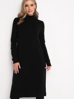 Zdjęcie produktu Czarna Sweterkowa Sukienka z Półgolfem Tiame