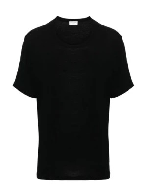 Zdjęcie produktu Czarna T-shirt z Okrągłym Dekoltem z Wiskozy i Wełny Saint Laurent