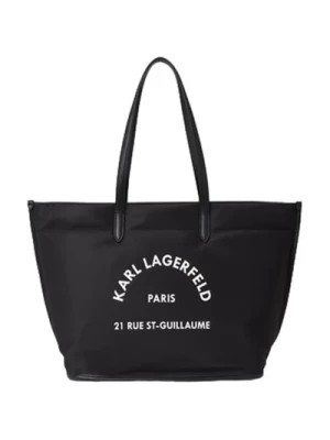 Zdjęcie produktu Czarna torba na zakupy dla kobiet z poliuretanu Karl Lagerfeld