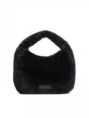 Zdjęcie produktu Czarna torebka do noszenia za uchwyt z syntetycznego futra Kazar
