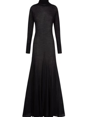 Zdjęcie produktu Czarna wełniana sukienka z godetami Cortana