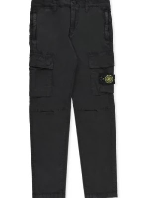 Zdjęcie produktu Czarne Bawełniane Spodnie Cargo dla Chłopców Stone Island