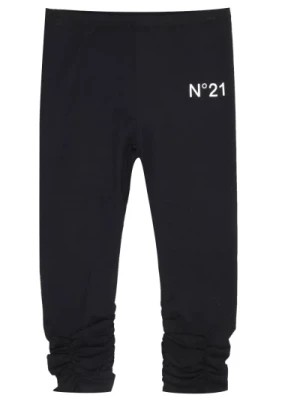Zdjęcie produktu Czarne bawełniane spodnie sportowe z elastycznym pasem i mankietami N21