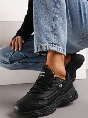 Zdjęcie produktu Czarne Designerskie Sneakersy z Tłoczeniami i Przeszyciami Alerdia