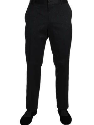 Zdjęcie produktu Czarne Formalne Spodnie z Bawełny z Broszki Dolce & Gabbana