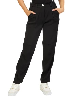 Zdjęcie produktu Czarne haftowane spodnie z krepem Armani Exchange