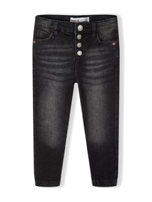 Zdjęcie produktu Czarne jeansy dziewczęce o wąskim kroju skinny z kieszeniami Minoti