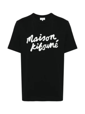 Zdjęcie produktu Czarne Koszulki i Pola z Logo Maison Kitsuné