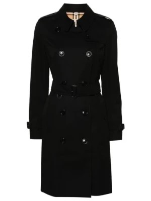 Zdjęcie produktu Czarne płaszcze z podwójnym rzędem guzików z logo Burberry