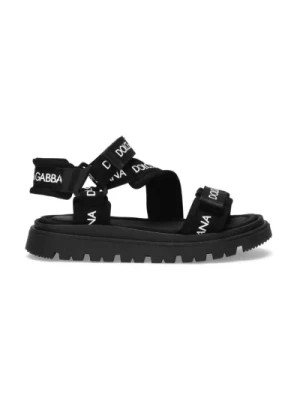 Zdjęcie produktu Czarne Sandały Dla Dzieci z Zapięciem na Rzep Dolce & Gabbana