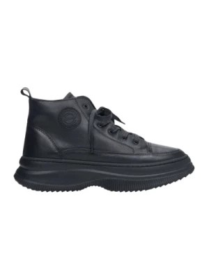 Zdjęcie produktu Czarne skórzane buty wysokie Estro