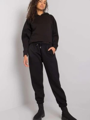Zdjęcie produktu Czarne spodnie dresowe damskie z bawełny Esher RUE PARIS